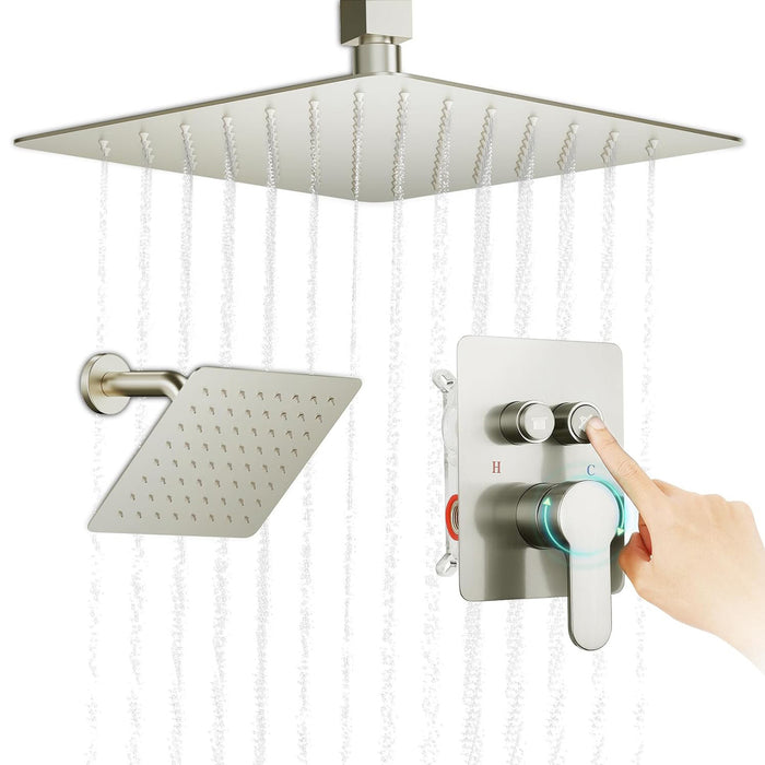 STARBATH 10+6 Inch Dual Shower Head System Brushed Nickel