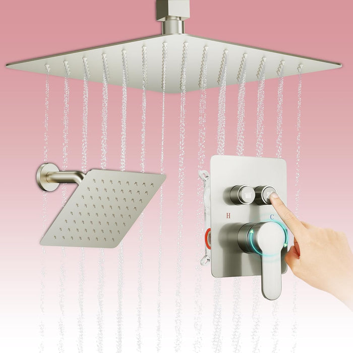 STARBATH 10+6 Inch Dual Shower Head System Brushed Nickel