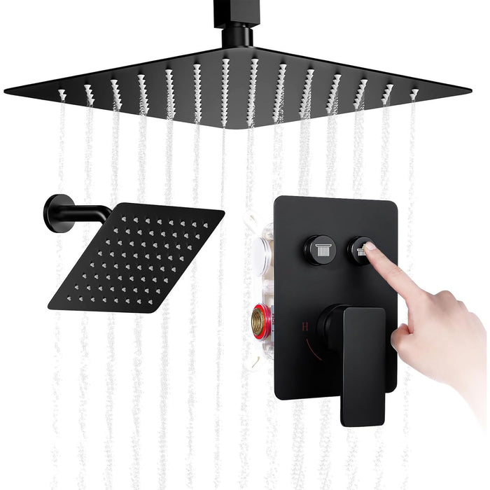 STARBATH 10+6 Inch Dual Shower Head System Black