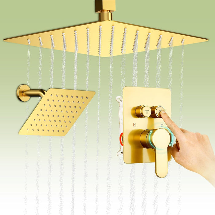 STARBATH 12+8 Inch Dual Shower Head System Gold