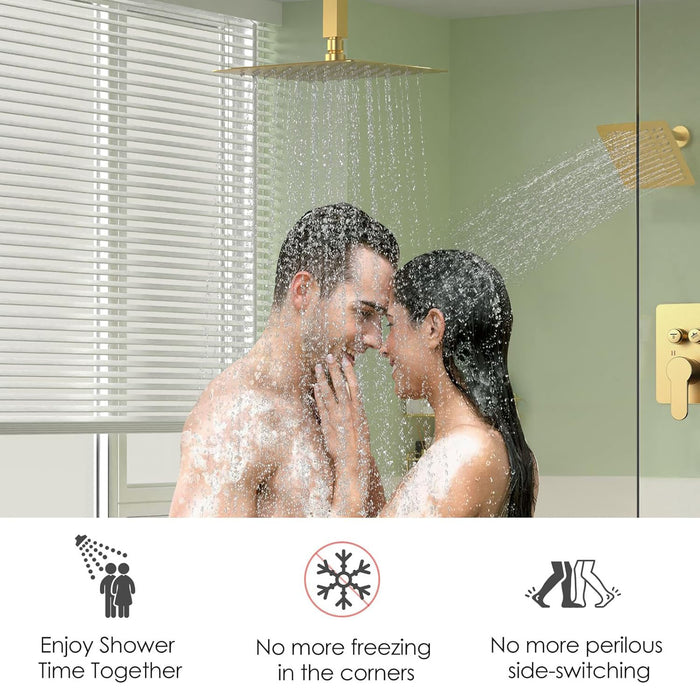 STARBATH 12+8 Inch Dual Shower Head System Gold