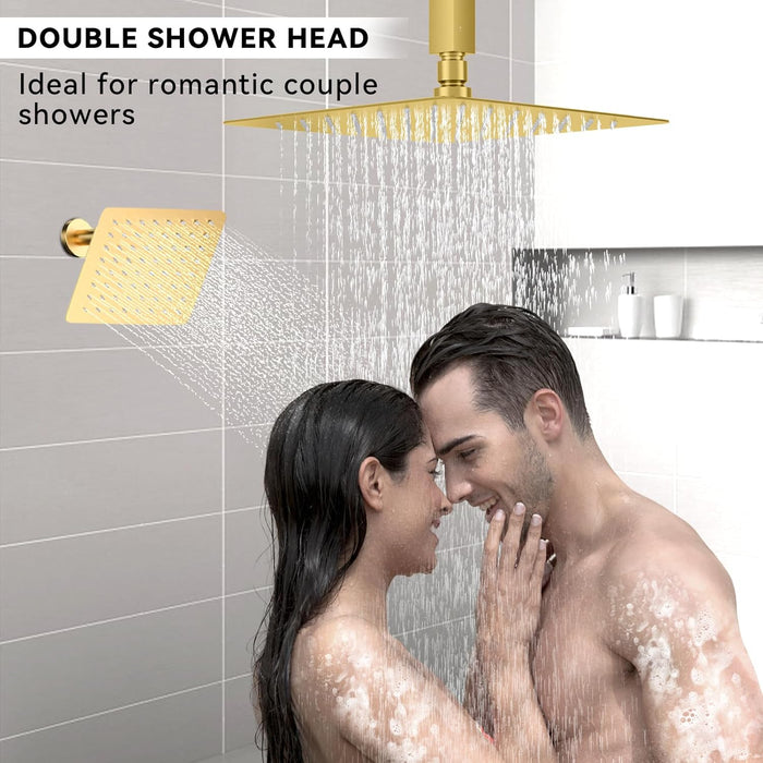 STARBATH 12+6 Inch Dual Shower Head System with Handheld Shower Head Gold
