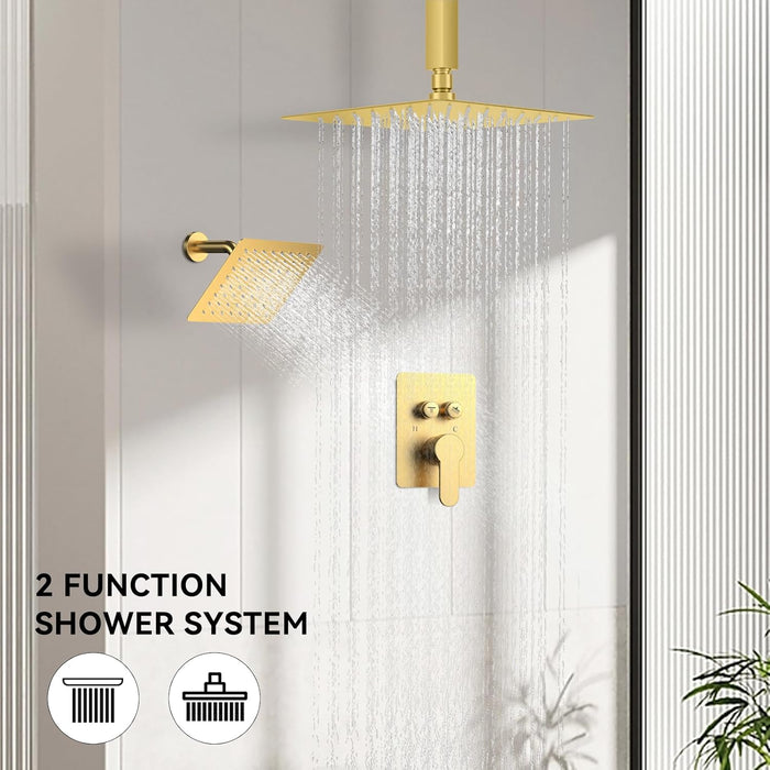 STARBATH 12+8 Inch Dual Shower Head System Gold