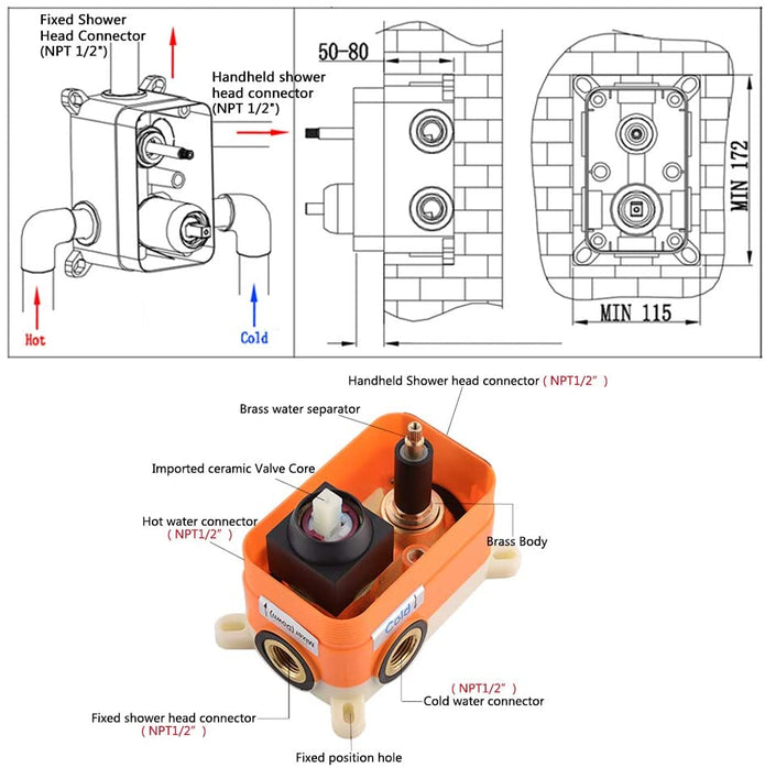 STARBATH Dual Function Shower Valve Pressure Balance - STARBATH