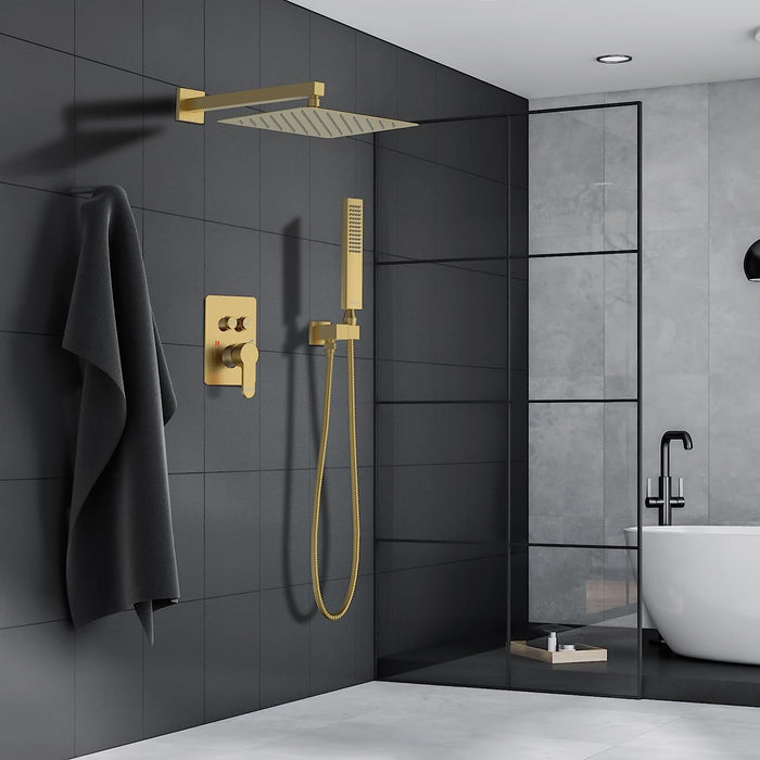 STARBATH Shower System Two Function Push Button Wall Mounted Brushed Gold - STARBATH