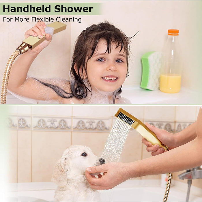 STARBATH 12+6 Inch Dual Shower Head System with Handheld Shower Head Gold