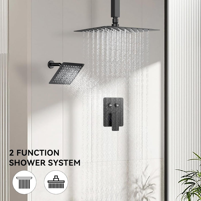 STARBATH 12+8 Inch Dual Shower Head System Black