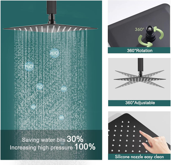 STARBATH 12 Inch Dual Shower Head System with Handheld Shower Head Matte Black