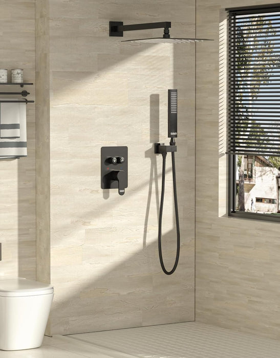 STARBATH Shower System Two Function Push Button Wall Mounted Matte Black - STARBATH