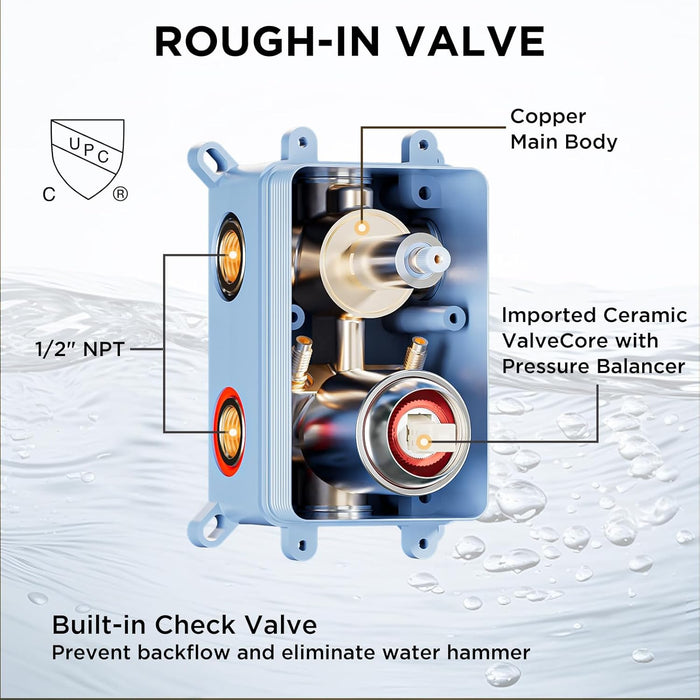 STARBATH Dual Shower Heads (12+6 Inch) Shower System 4 Function (Brushed Nickel)