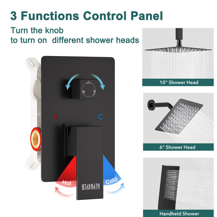 STARBATH 12 Inch Dual Shower Head System with Handheld Shower Head Matte Black