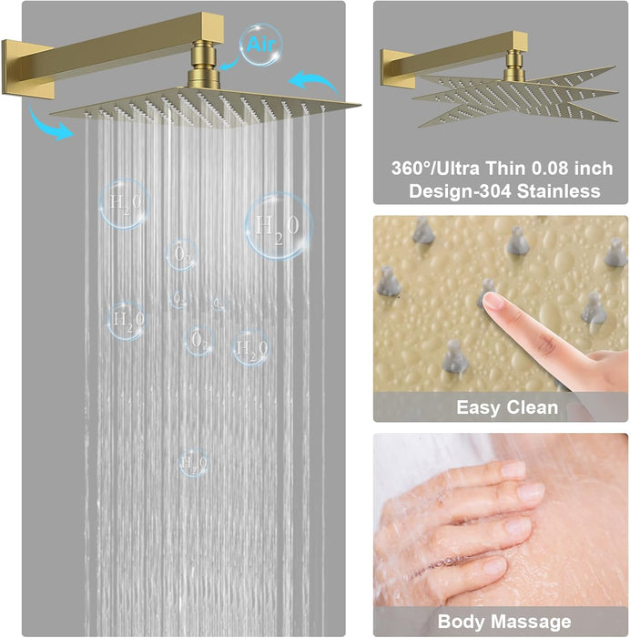 STARBATH Shower Jet System Wall Mounted Gold 12 Inch