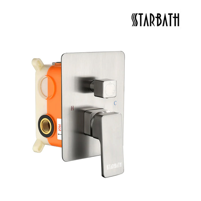 STARBATH Shower Valve Three Function Square Brushed Nickel - STARBATH