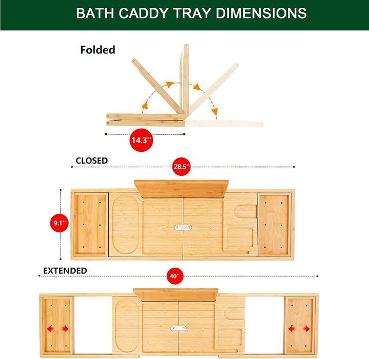 Bathtub Tray Caddy Adjustable Bath Tub Table Caddy for Bathroom