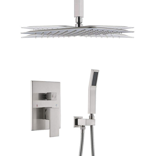 STARBATH Shower System Ceiling Mounted 12 Inch Brushed Nickel - STARBATH