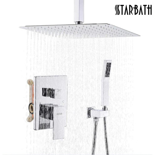 STARBATH Shower System Ceiling Mounted 12 Inch Chrome - STARBATH