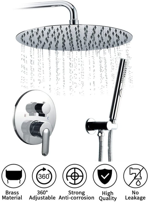 STARBATH Round Shower System 12 Inch Wall Mounted Chrome - STARBATH