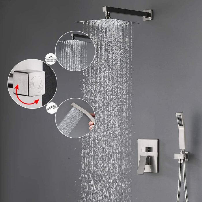 STARBATH Shower System Wall Mounted 12 Inch Brushed Nickel - STARBATH