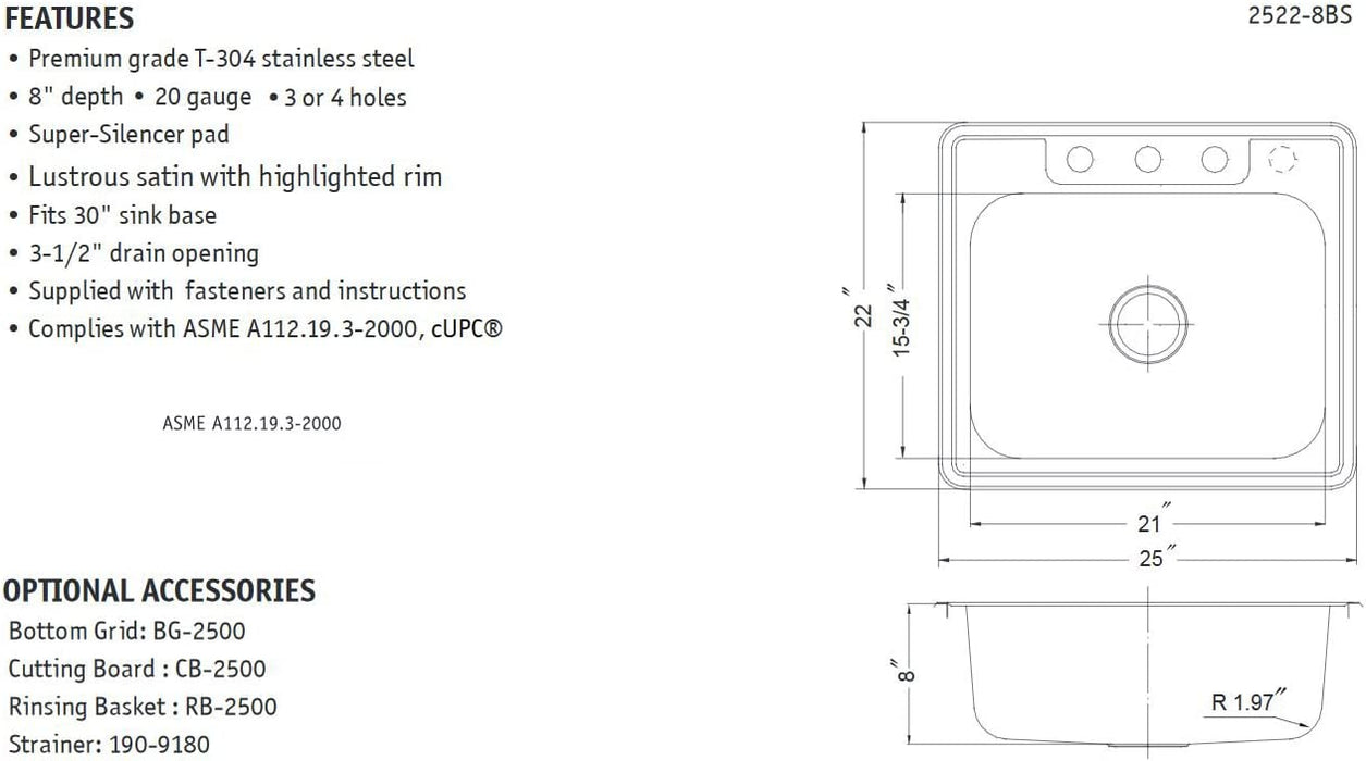 STARBATH 3-hole Single Bowl Kitchen Sink - STARBATH