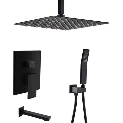 STARBATH Shower System Ceiling Mount with Tub Spout 10 Inch Matte Black - STARBATH