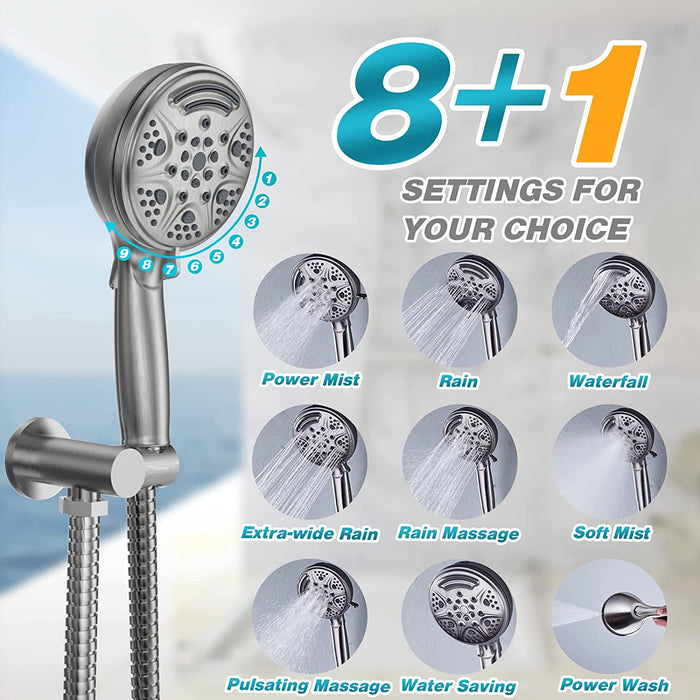 STARBATH Handheld Shower Head 9 Function Head High Pressure Ultra Thin ABS - STARBATH