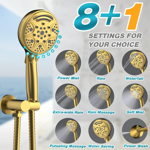 STARBATH Round Shower System Shower Faucet Set Knob Button 8 Inch Gold - STARBATH