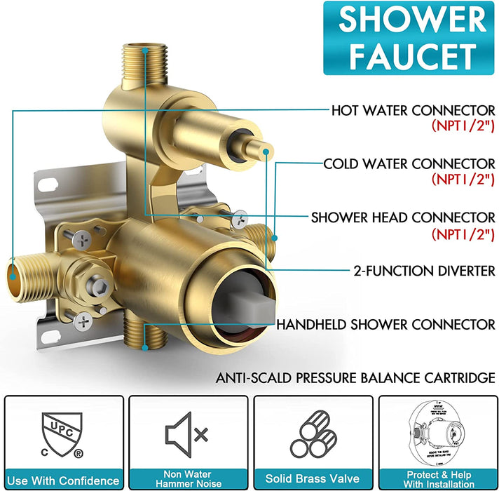 STARBATH Round Shower System Shower Faucet Set Knob Button 8 Inch Oil Rubbed Bronze - STARBATH