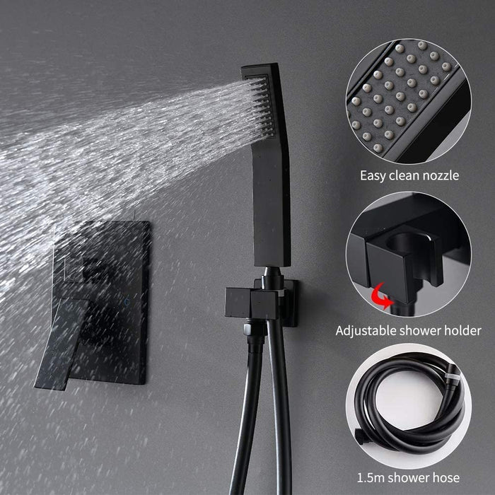 STARBATH Shower System Ceiling Mount with Tub Spout 10 Inch Matte Black - STARBATH