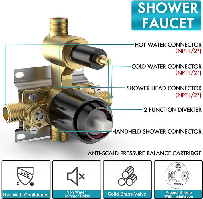 STARBATH Round Shower System Shower Faucet Set Knob Button 8 Inch Chrome - STARBATH