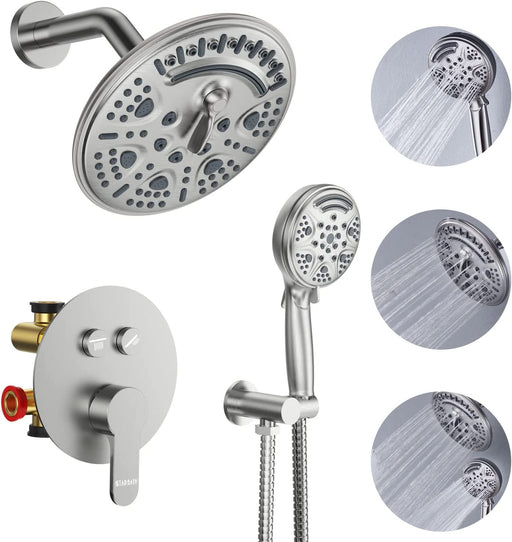 STARBATH Round Shower System Shower Faucet Set Push Button 8 Inch Brushed Nickel - STARBATH