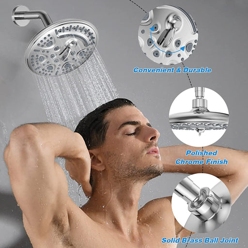 STARBATH Shower Head Round 8 Inch ABS 6 Function - STARBATH