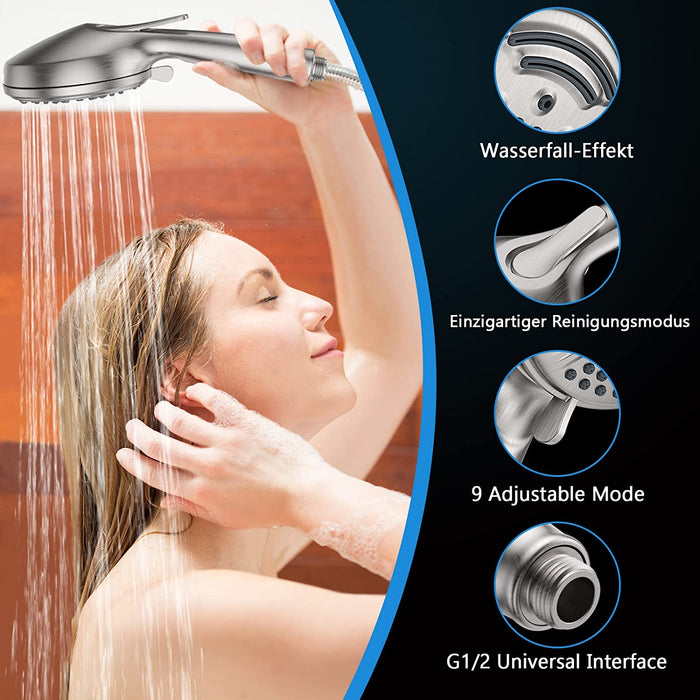 STARBATH Handheld Shower Head 9 Function Head High Pressure Ultra Thin ABS - STARBATH