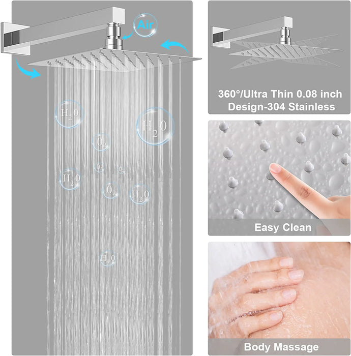 STARBATH Shower Jet System Wall Mounted Chrome 10 Inch/12 Inch - STARBATH