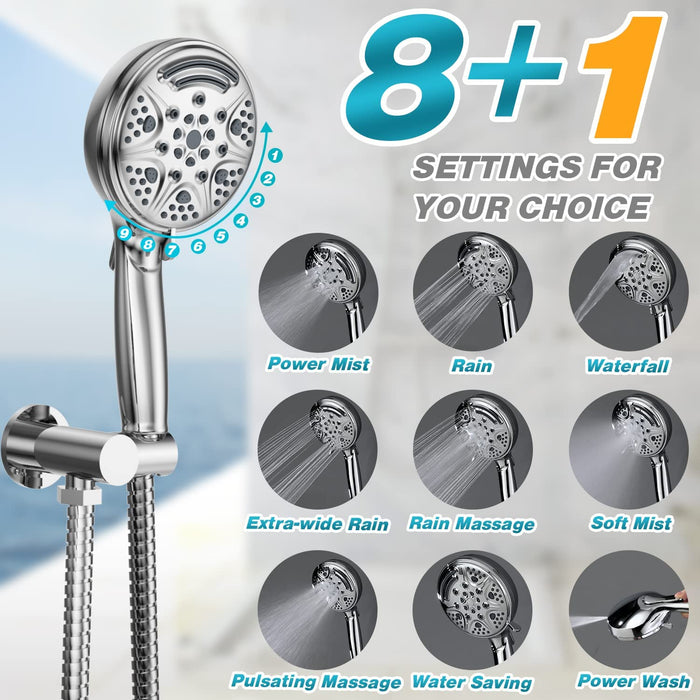 STARBATH Round Shower System Shower Faucet Set Push Button 8 Inch Polished Chrome ‎‎ - STARBATH