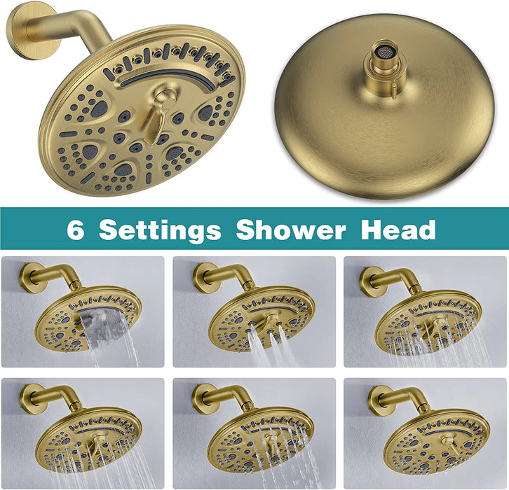 STARBATH Round Shower System Shower Faucet Set 8 Inch Single Function Gold - STARBATH