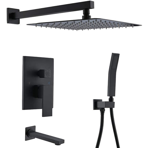 STARBATH Shower System Wall Mounted with Tub Spout 10 Inch Matte Black - STARBATH